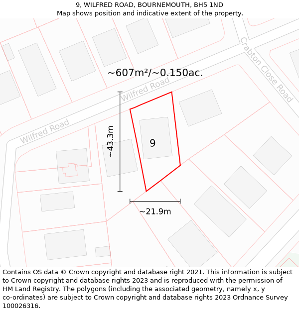 9, WILFRED ROAD, BOURNEMOUTH, BH5 1ND: Plot and title map