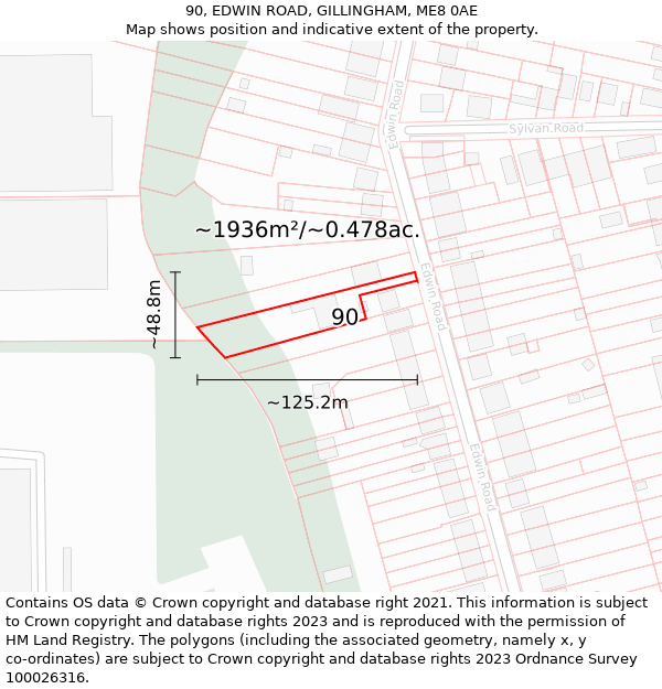 90, EDWIN ROAD, GILLINGHAM, ME8 0AE: Plot and title map