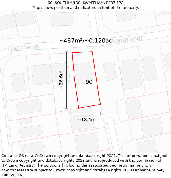 90, SOUTHLANDS, SWAFFHAM, PE37 7PG: Plot and title map