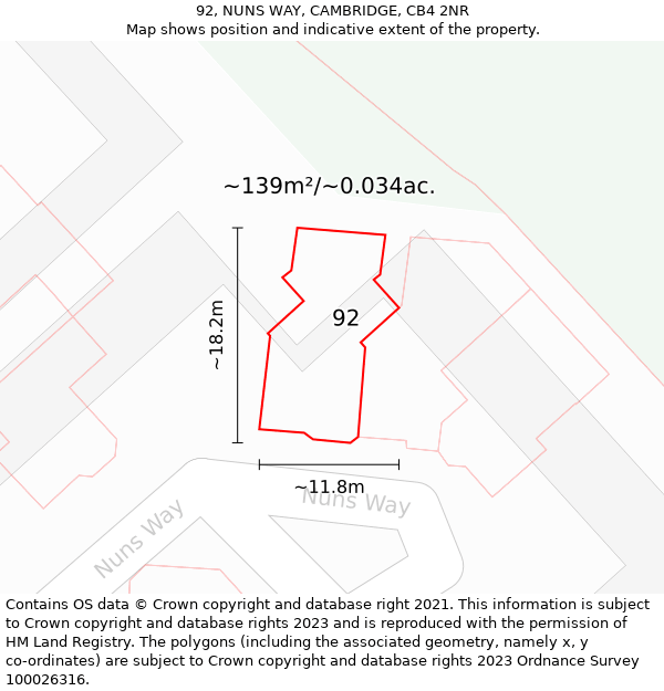 92, NUNS WAY, CAMBRIDGE, CB4 2NR: Plot and title map