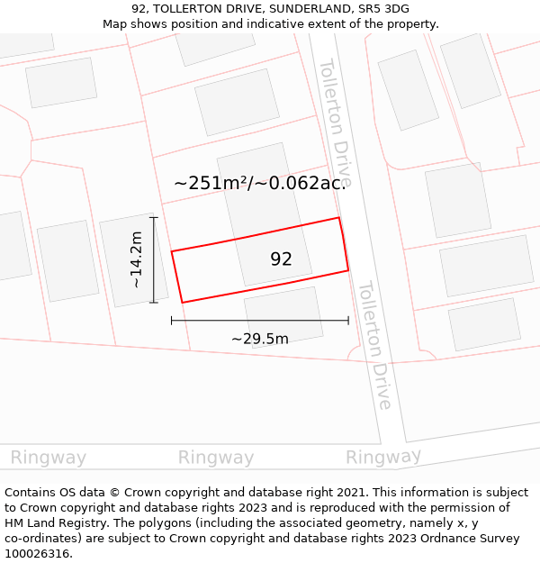 92, TOLLERTON DRIVE, SUNDERLAND, SR5 3DG: Plot and title map