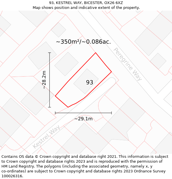 93, KESTREL WAY, BICESTER, OX26 6XZ: Plot and title map