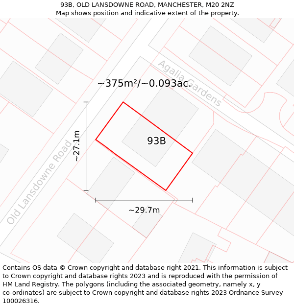 93B, OLD LANSDOWNE ROAD, MANCHESTER, M20 2NZ: Plot and title map