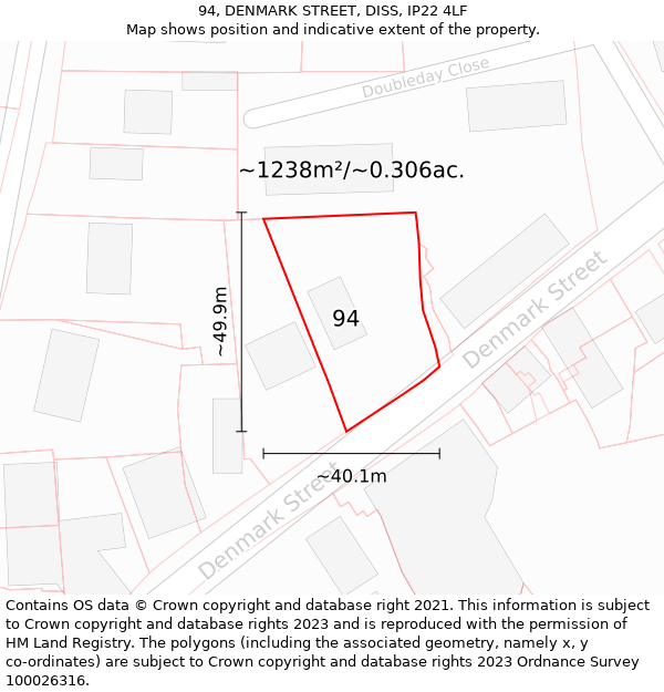 94, DENMARK STREET, DISS, IP22 4LF: Plot and title map