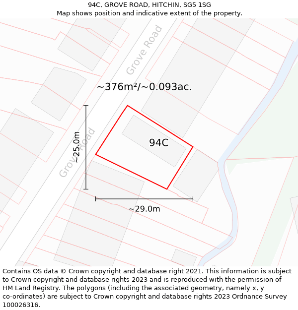 94C, GROVE ROAD, HITCHIN, SG5 1SG: Plot and title map