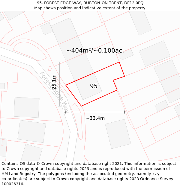 95, FOREST EDGE WAY, BURTON-ON-TRENT, DE13 0PQ: Plot and title map