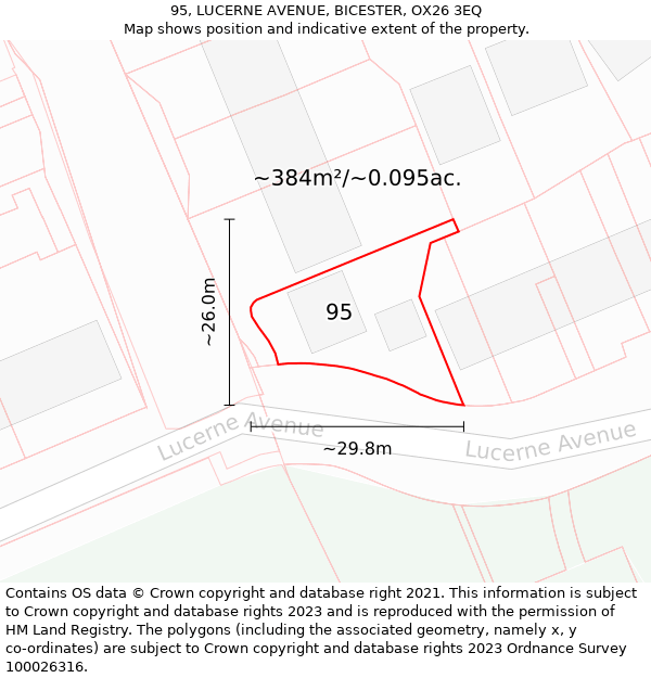 95, LUCERNE AVENUE, BICESTER, OX26 3EQ: Plot and title map