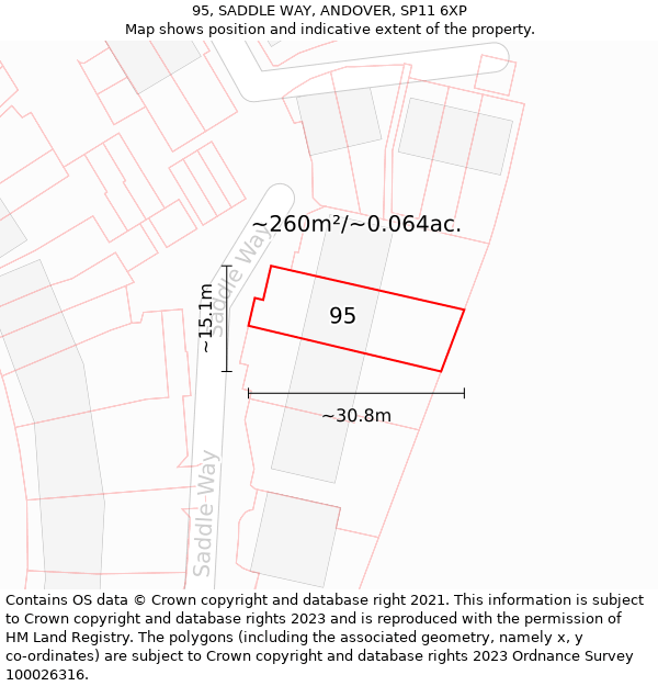 95, SADDLE WAY, ANDOVER, SP11 6XP: Plot and title map