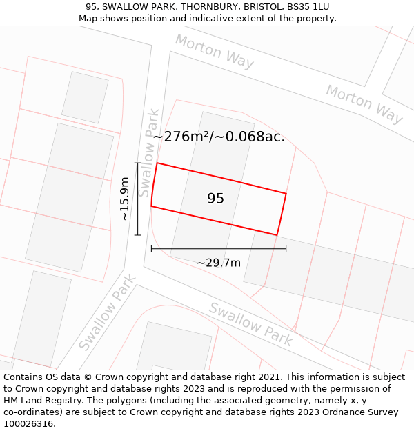 95, SWALLOW PARK, THORNBURY, BRISTOL, BS35 1LU: Plot and title map