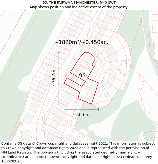 95, THE FAIRWAY, MANCHESTER, M40 3WT: Plot and title map