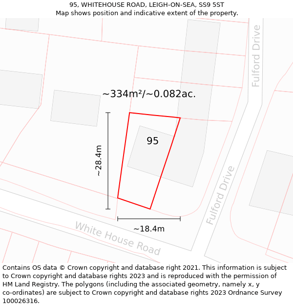 95, WHITEHOUSE ROAD, LEIGH-ON-SEA, SS9 5ST: Plot and title map