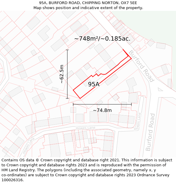 95A, BURFORD ROAD, CHIPPING NORTON, OX7 5EE: Plot and title map