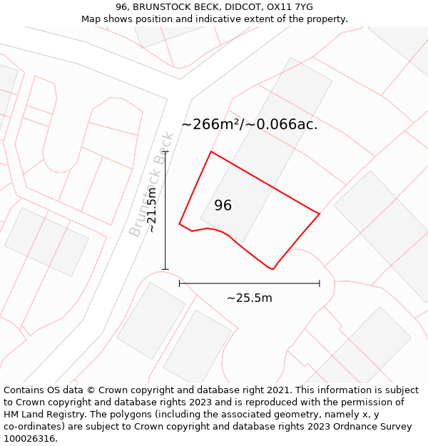 96, BRUNSTOCK BECK, DIDCOT, OX11 7YG: Plot and title map