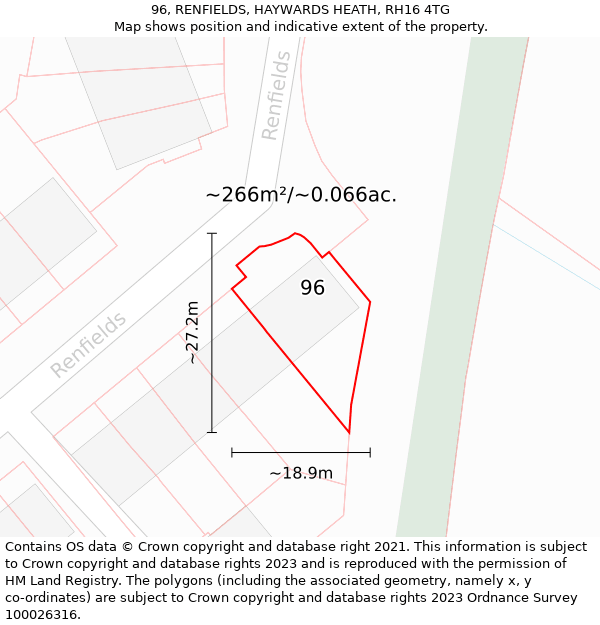 96, RENFIELDS, HAYWARDS HEATH, RH16 4TG: Plot and title map