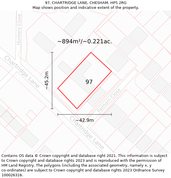 97, CHARTRIDGE LANE, CHESHAM, HP5 2RG: Plot and title map