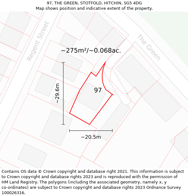 97, THE GREEN, STOTFOLD, HITCHIN, SG5 4DG: Plot and title map