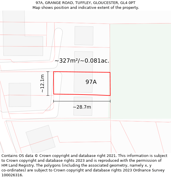 97A, GRANGE ROAD, TUFFLEY, GLOUCESTER, GL4 0PT: Plot and title map