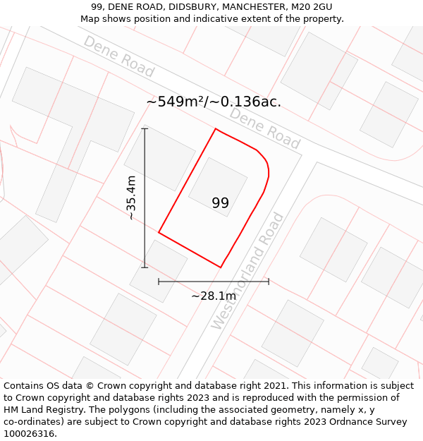 99, DENE ROAD, DIDSBURY, MANCHESTER, M20 2GU: Plot and title map