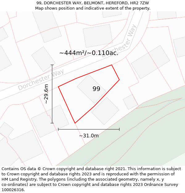 99, DORCHESTER WAY, BELMONT, HEREFORD, HR2 7ZW: Plot and title map
