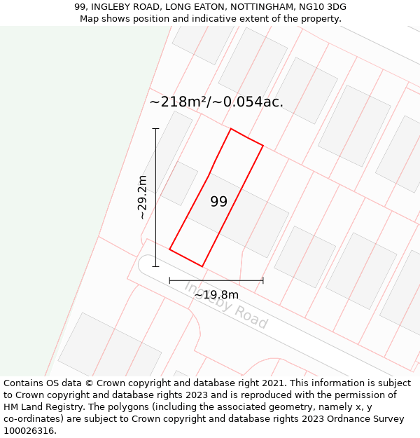 99, INGLEBY ROAD, LONG EATON, NOTTINGHAM, NG10 3DG: Plot and title map