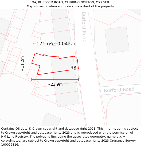 9A, BURFORD ROAD, CHIPPING NORTON, OX7 5EB: Plot and title map