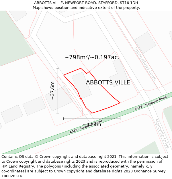 ABBOTTS VILLE, NEWPORT ROAD, STAFFORD, ST16 1DH: Plot and title map