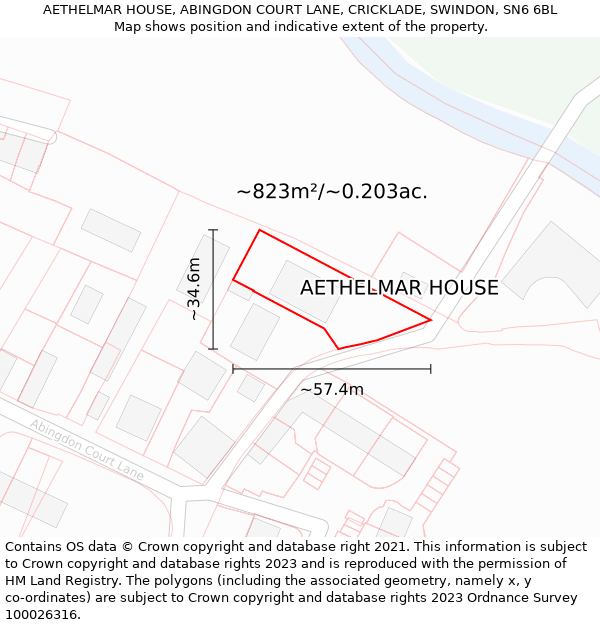 AETHELMAR HOUSE, ABINGDON COURT LANE, CRICKLADE, SWINDON, SN6 6BL: Plot and title map