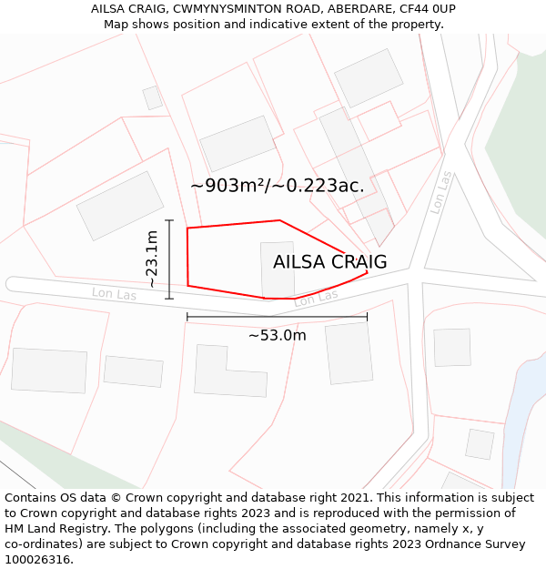 AILSA CRAIG, CWMYNYSMINTON ROAD, ABERDARE, CF44 0UP: Plot and title map