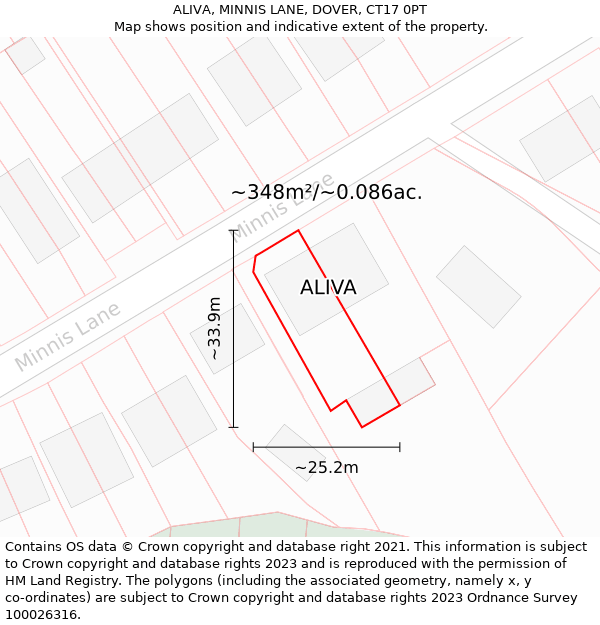 ALIVA, MINNIS LANE, DOVER, CT17 0PT: Plot and title map