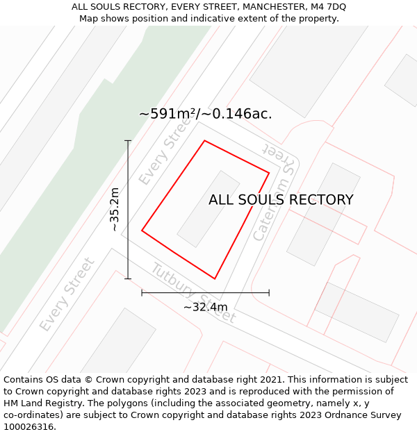 ALL SOULS RECTORY, EVERY STREET, MANCHESTER, M4 7DQ: Plot and title map
