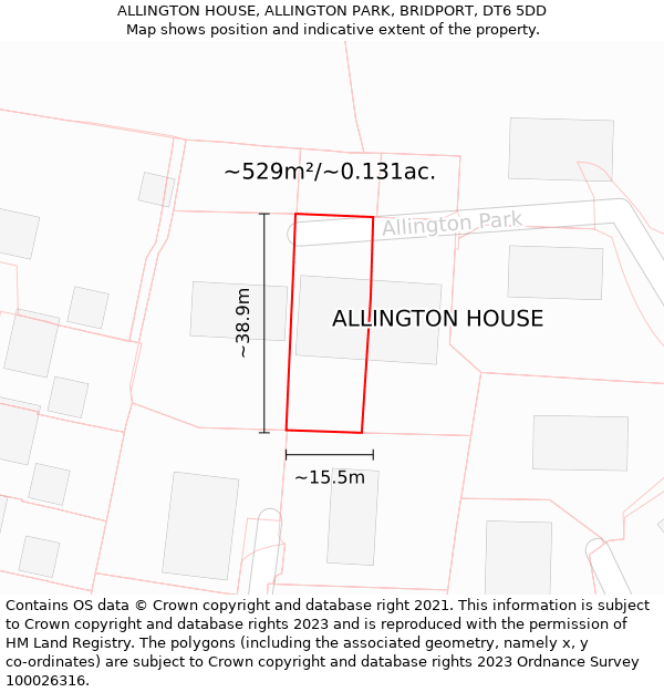 ALLINGTON HOUSE, ALLINGTON PARK, BRIDPORT, DT6 5DD: Plot and title map