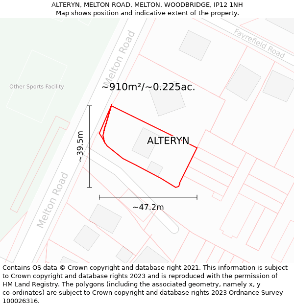 ALTERYN, MELTON ROAD, MELTON, WOODBRIDGE, IP12 1NH: Plot and title map