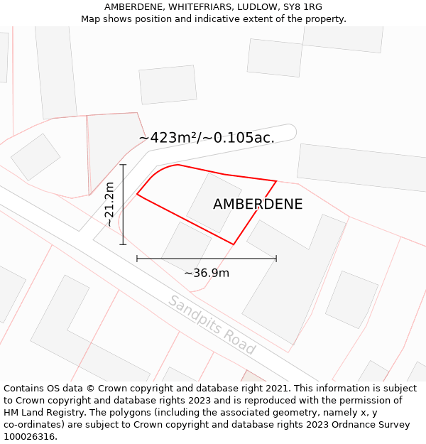 AMBERDENE, WHITEFRIARS, LUDLOW, SY8 1RG: Plot and title map