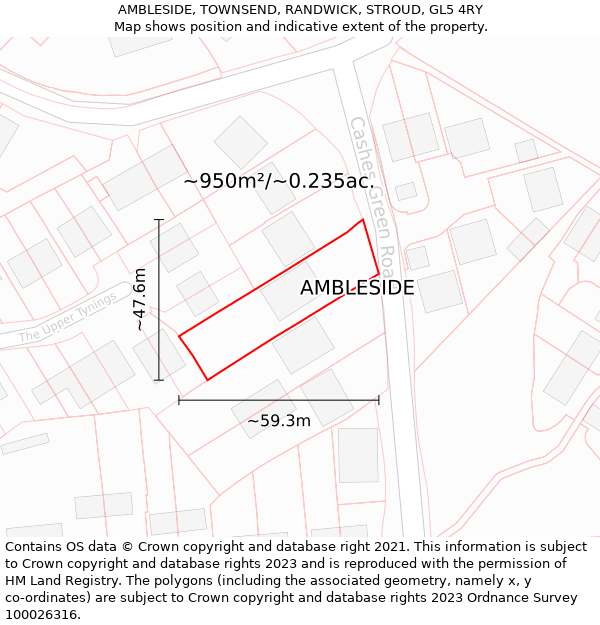 AMBLESIDE, TOWNSEND, RANDWICK, STROUD, GL5 4RY: Plot and title map