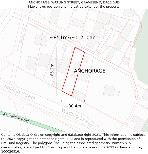 ANCHORAGE, WATLING STREET, GRAVESEND, DA12 5UD: Plot and title map