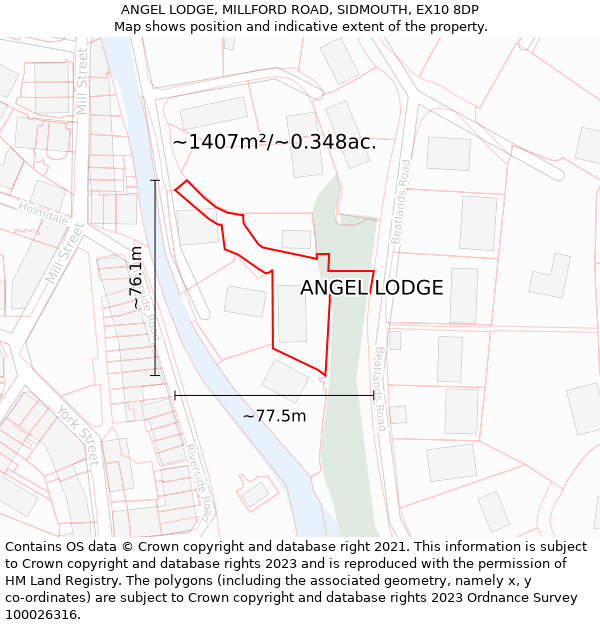 ANGEL LODGE, MILLFORD ROAD, SIDMOUTH, EX10 8DP: Plot and title map