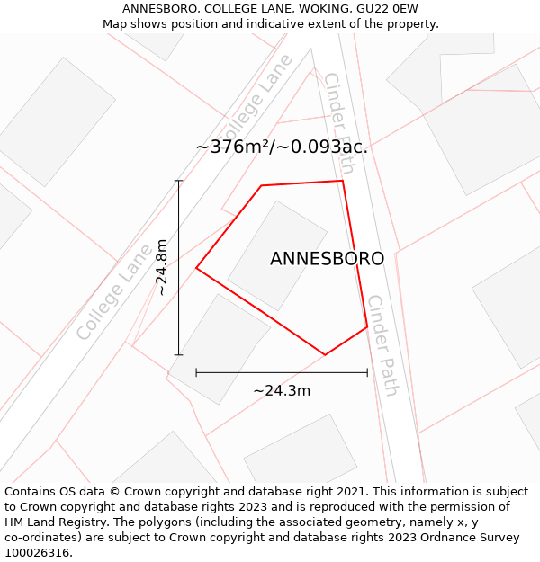 ANNESBORO, COLLEGE LANE, WOKING, GU22 0EW: Plot and title map