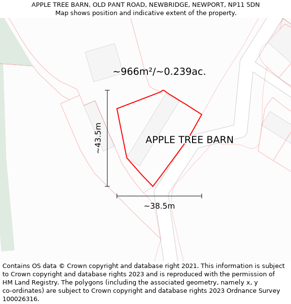 APPLE TREE BARN, OLD PANT ROAD, NEWBRIDGE, NEWPORT, NP11 5DN: Plot and title map