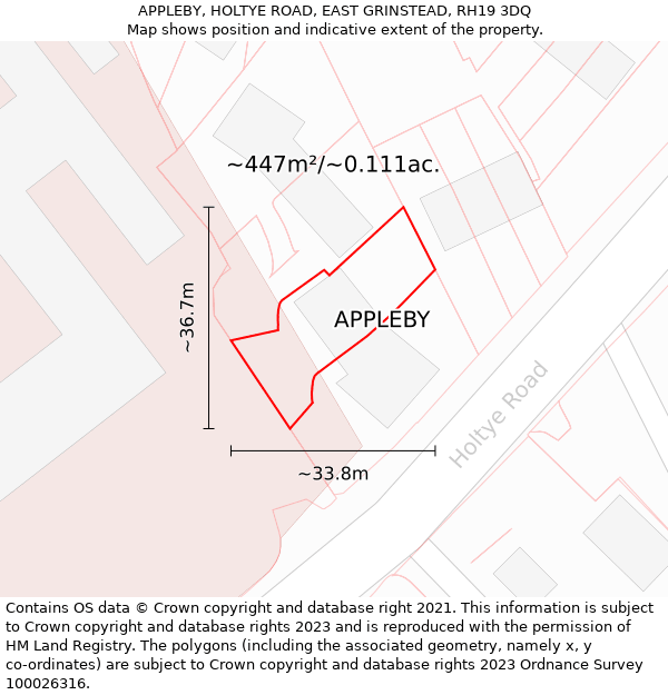 APPLEBY, HOLTYE ROAD, EAST GRINSTEAD, RH19 3DQ: Plot and title map