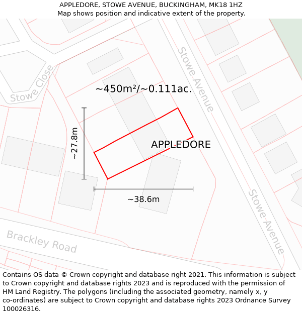 APPLEDORE, STOWE AVENUE, BUCKINGHAM, MK18 1HZ: Plot and title map