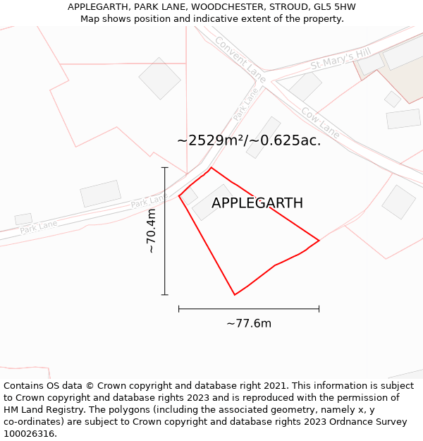 APPLEGARTH, PARK LANE, WOODCHESTER, STROUD, GL5 5HW: Plot and title map