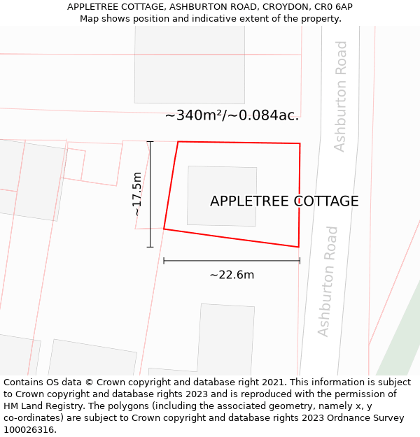 APPLETREE COTTAGE, ASHBURTON ROAD, CROYDON, CR0 6AP: Plot and title map