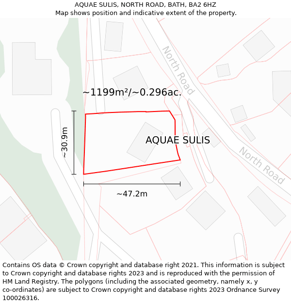 AQUAE SULIS, NORTH ROAD, BATH, BA2 6HZ: Plot and title map