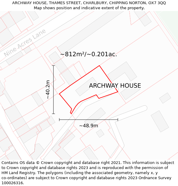 ARCHWAY HOUSE, THAMES STREET, CHARLBURY, CHIPPING NORTON, OX7 3QQ: Plot and title map