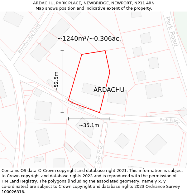 ARDACHU, PARK PLACE, NEWBRIDGE, NEWPORT, NP11 4RN: Plot and title map