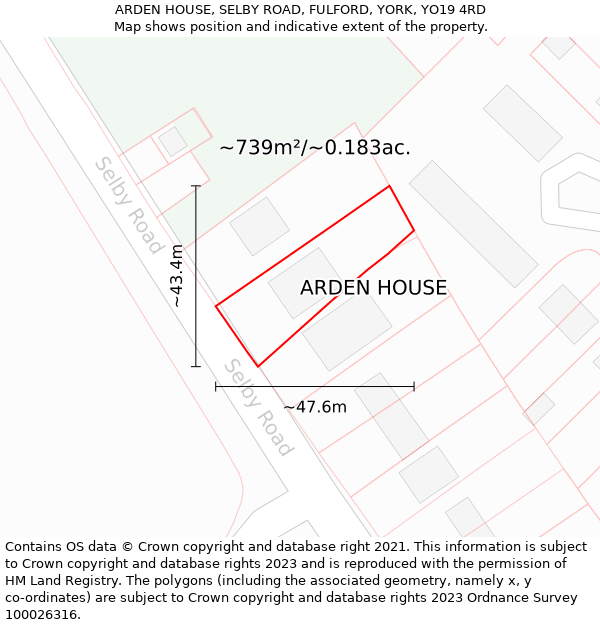 ARDEN HOUSE, SELBY ROAD, FULFORD, YORK, YO19 4RD: Plot and title map