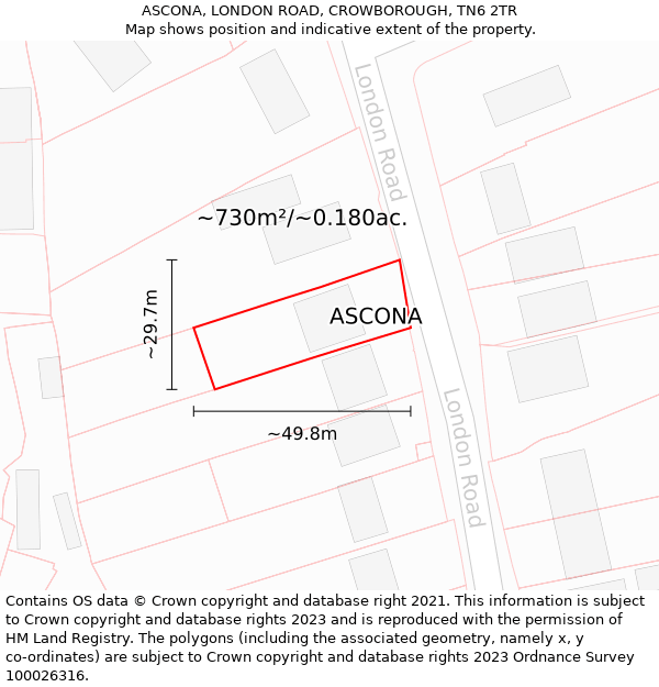 ASCONA, LONDON ROAD, CROWBOROUGH, TN6 2TR: Plot and title map