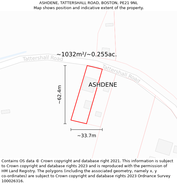 ASHDENE, TATTERSHALL ROAD, BOSTON, PE21 9NL: Plot and title map