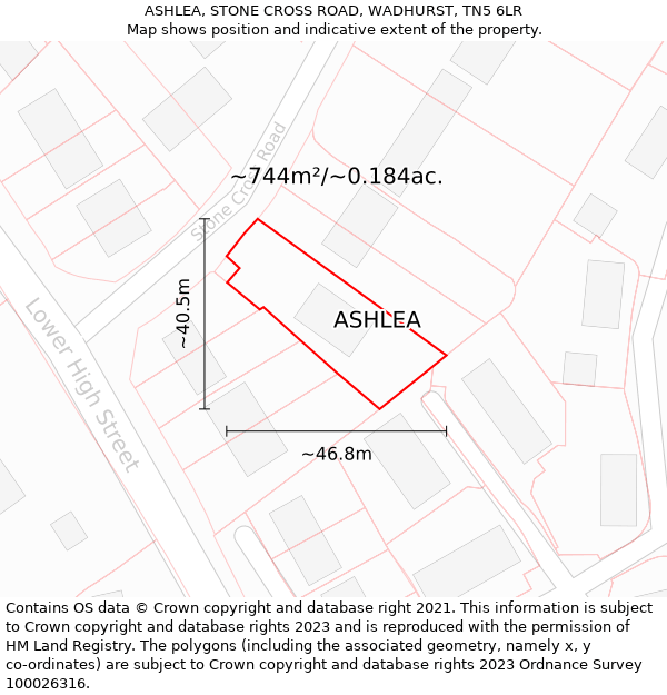 ASHLEA, STONE CROSS ROAD, WADHURST, TN5 6LR: Plot and title map