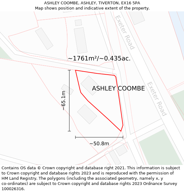 ASHLEY COOMBE, ASHLEY, TIVERTON, EX16 5PA: Plot and title map